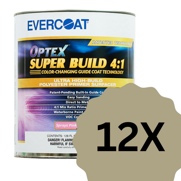 12 x EVERCOAT Optex Super Build 4:1 Hybrid-Polyester Spritzspachtel  3.78L + passenden Härter 0,946L