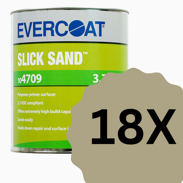 18 x EVERCOAT Slick Sand Polyester Primer Polyester-Hybrid-Grundierfüller 3.78L inkl. Härter Spritzfertig