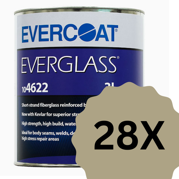 28 x EVERCOAT Everglass Short Strand Fibreglass - kurzfaseriger glasfaservertärkter Spachtel 3L inkl Härter