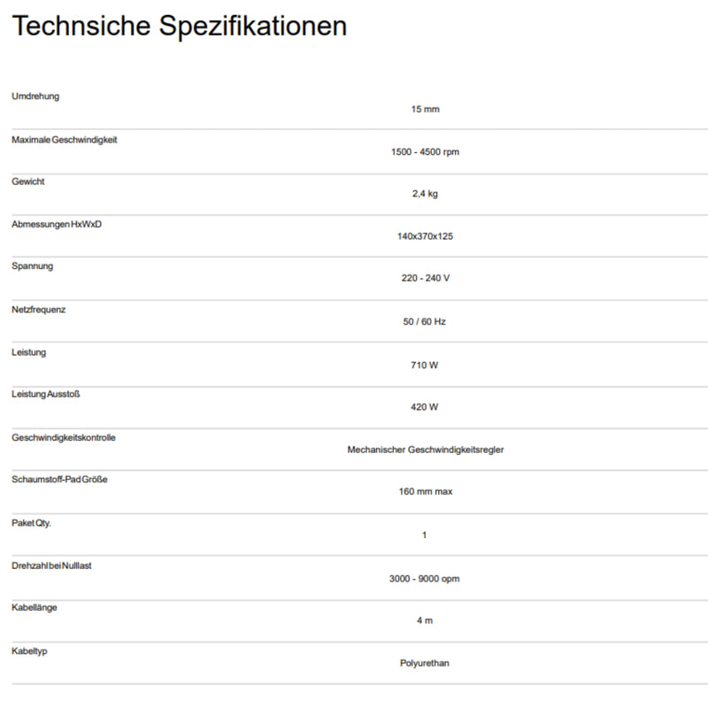 INDASA XCE 10-8 125 - Exzenterpolierer PRO XP Profi Poliermaschine125mm  - 710W bis 4500U/min 6-stufiger Polierer