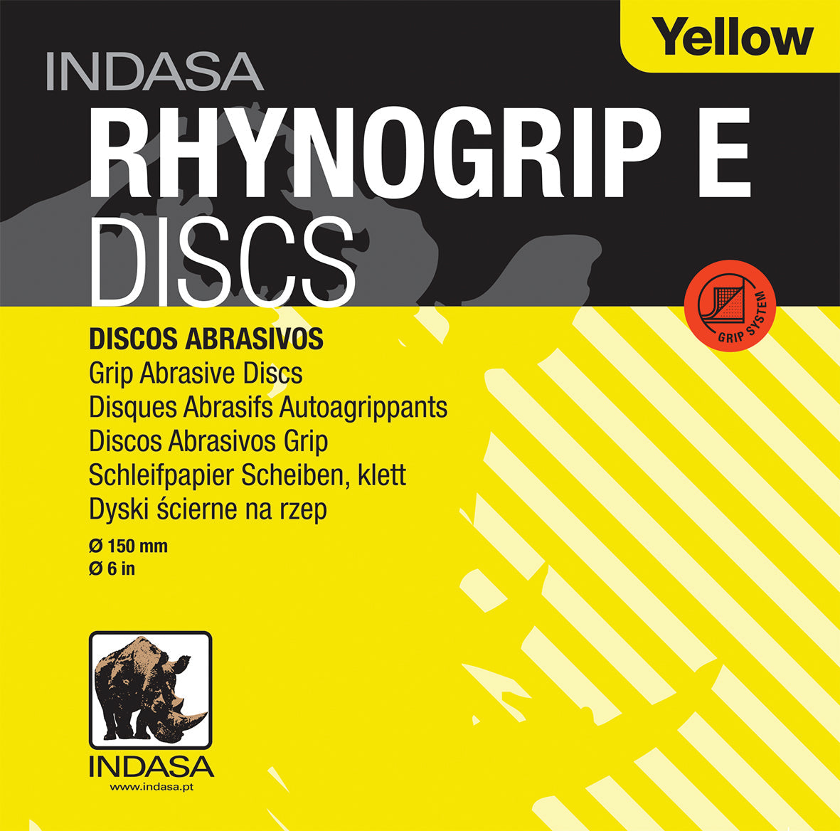 50 x Indasa RHYNOGRIP YELLOW LINE Schleifscheiben D 225mm 19Loch, für Schleifgiraffe