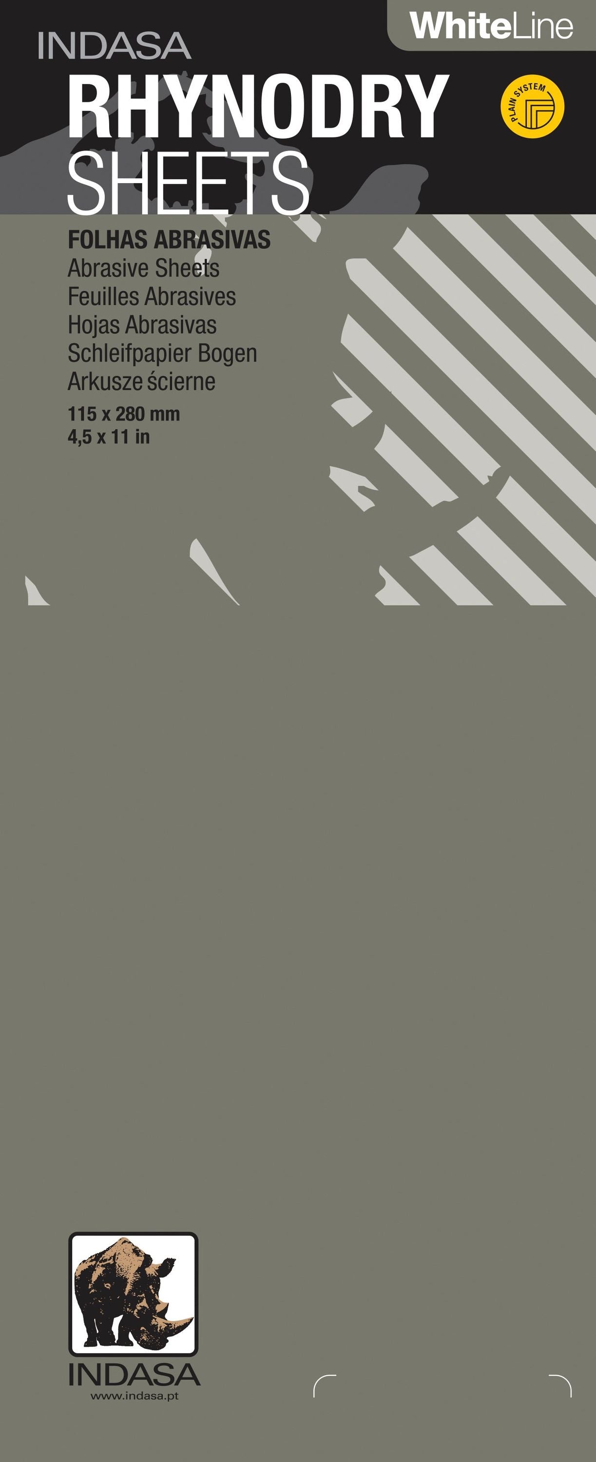 100 x Indasa RHYNODRY WHITE LINE Schleifstreifen 115 x 280mm 10 Loch, Rutscherstreifen, Schleifblätter für Rutscher