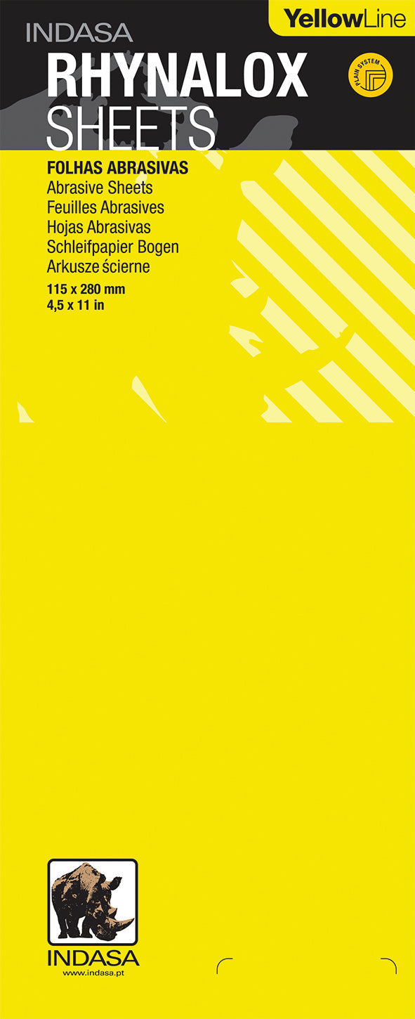 50 x Indasa RHYNALOX YELLOW LINE Schleifstreifen 115 x 280mm, Rutscherstreifen, Schleifblätter