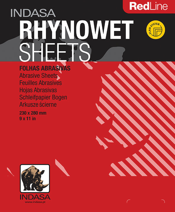 50 x Indasa Schleifblätter zum Nass schleifen RHYNOWET RED LINE  230 x 280mm - Schleifbögen Wasserfest Nass