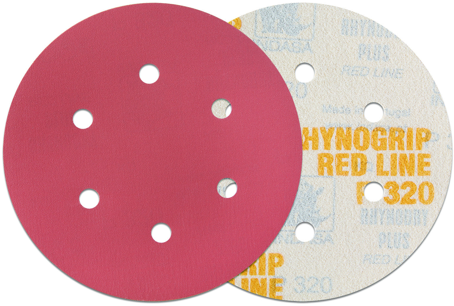 50 x Indasa Schleifscheiben RHYNOGRIP RED LINE 150mm 6Loch - Exzenter Profi Schleifpapier Klett