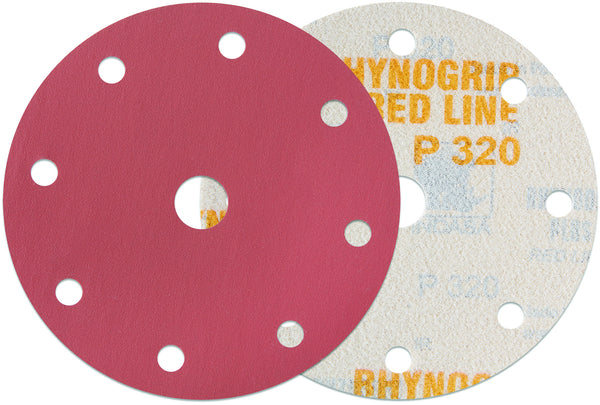 50 x Indasa Schleifscheiben RHYNOGRIP RED LINE 150mm 9Loch - Exzenter Profi Schleifpapier Klett