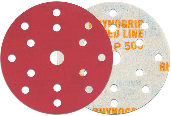 50 x Indasa Schleifscheiben RHYNOGRIP RED LINE 150mm 15Loch - Exzenter Profi Schleifpapier Klett